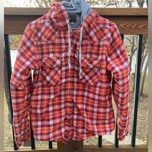 Roper Western Jacket Plaid Flannel Red Orange Thermal Lined Cowgirl Womens M